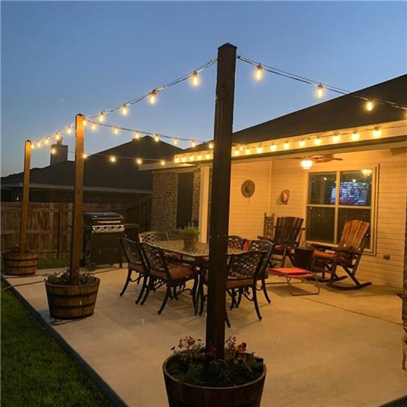 96FT(48FTx2) LED Outdoor String Lights Outside Patio Yard Lighting Waterproof - Picture 6 of 7